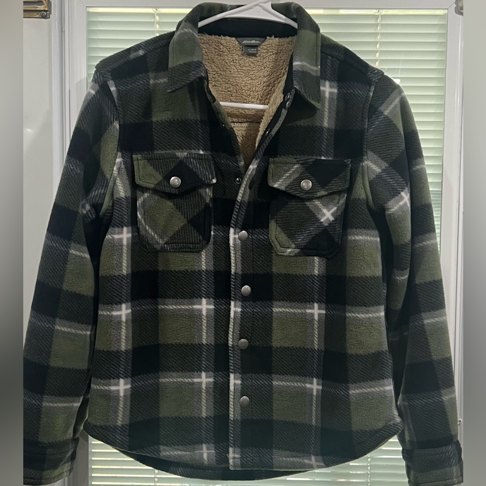 Eddie Bauer Kids Outdoor Green Black Patterned Jacket Size 10/12